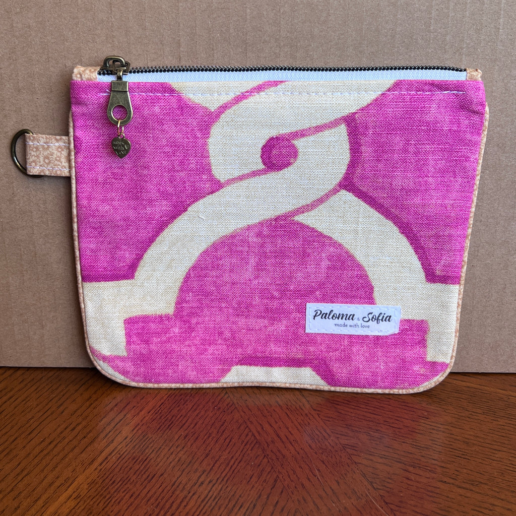 Slim Zipper Pouch Pink Trellis