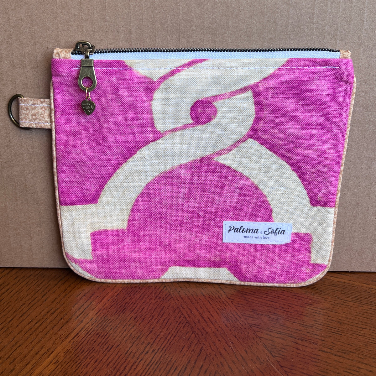 Slim Zipper Pouch Pink Trellis