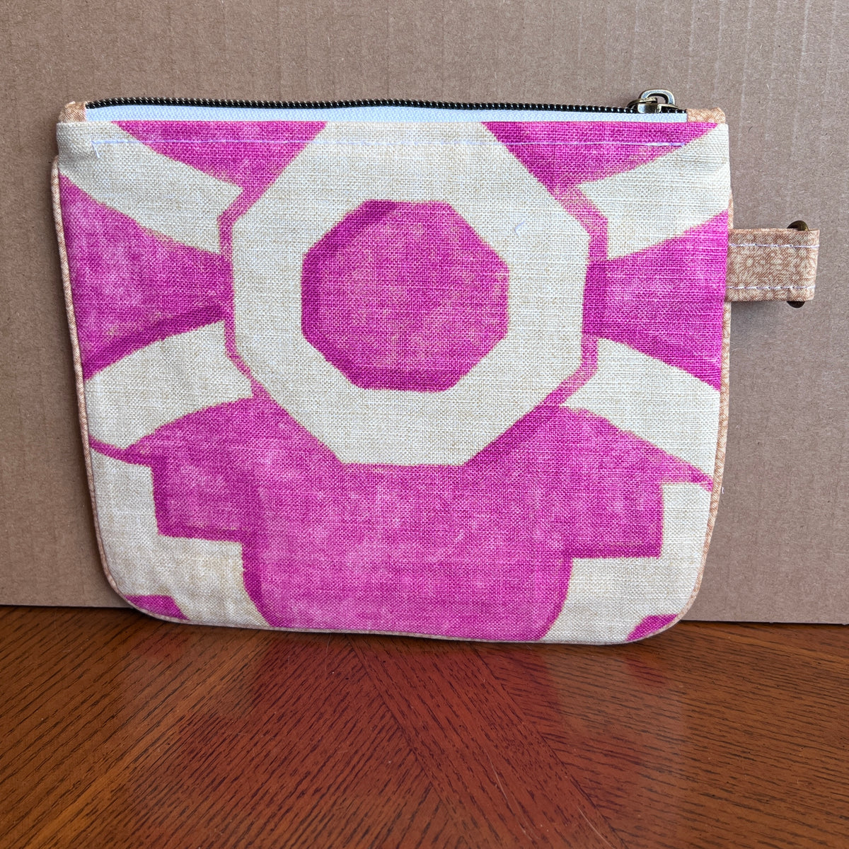 Slim Zipper Pouch Pink Trellis