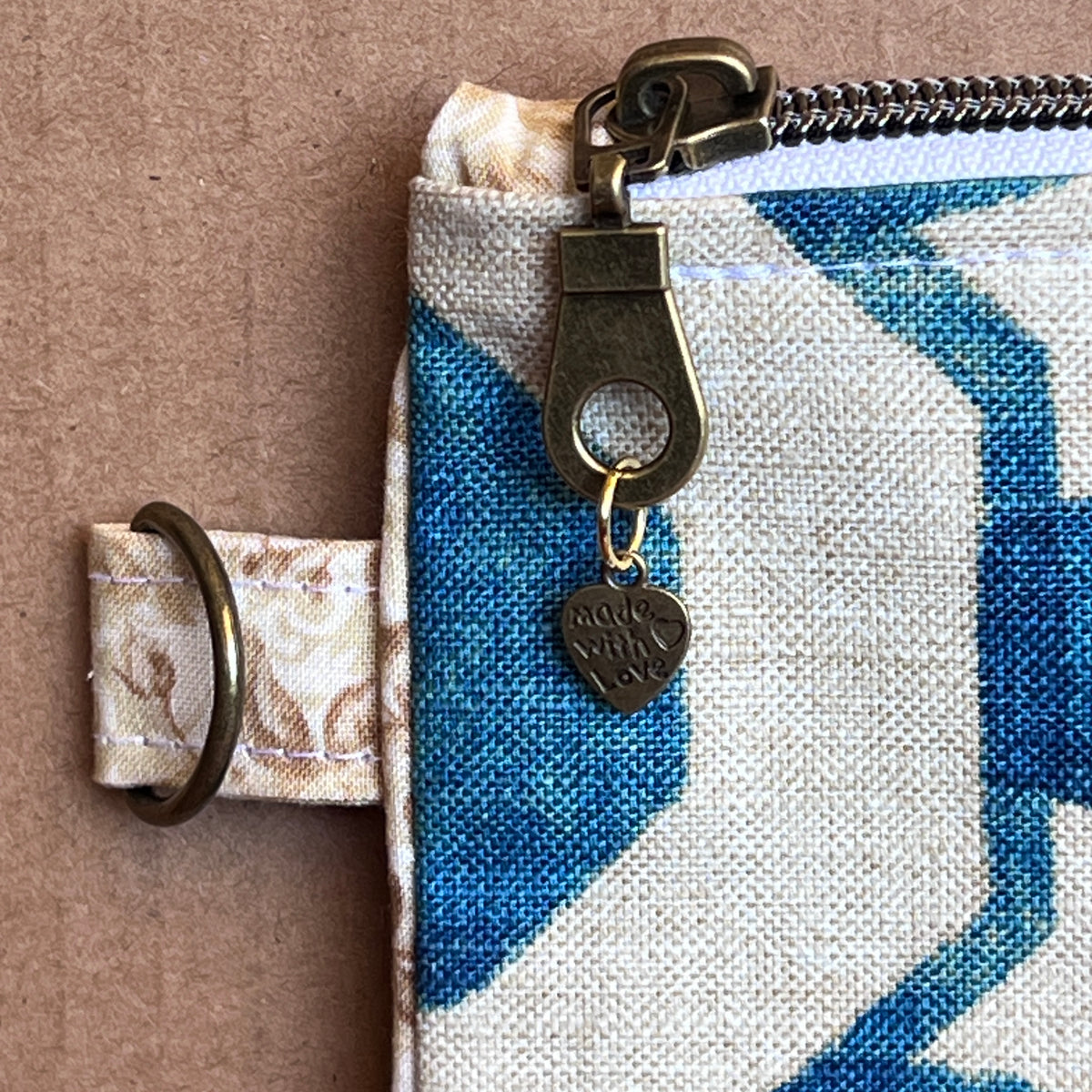 Slim Zipper Pouch Blue Trellis