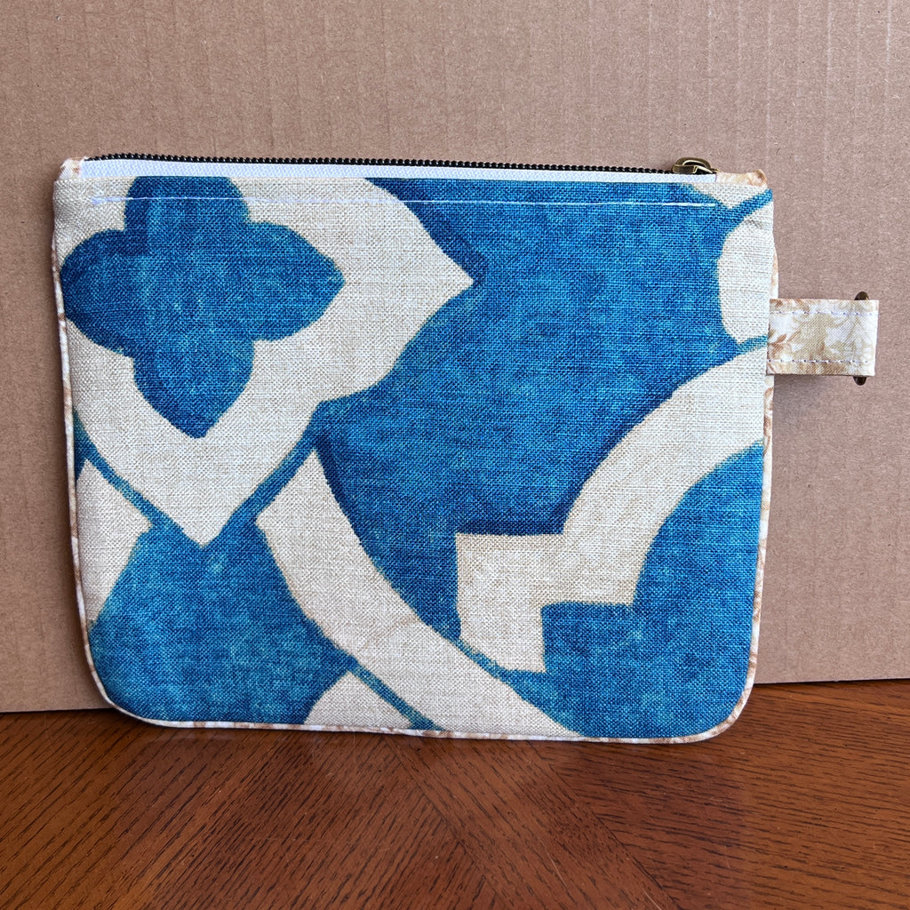 Slim Zipper Pouch Blue Trellis