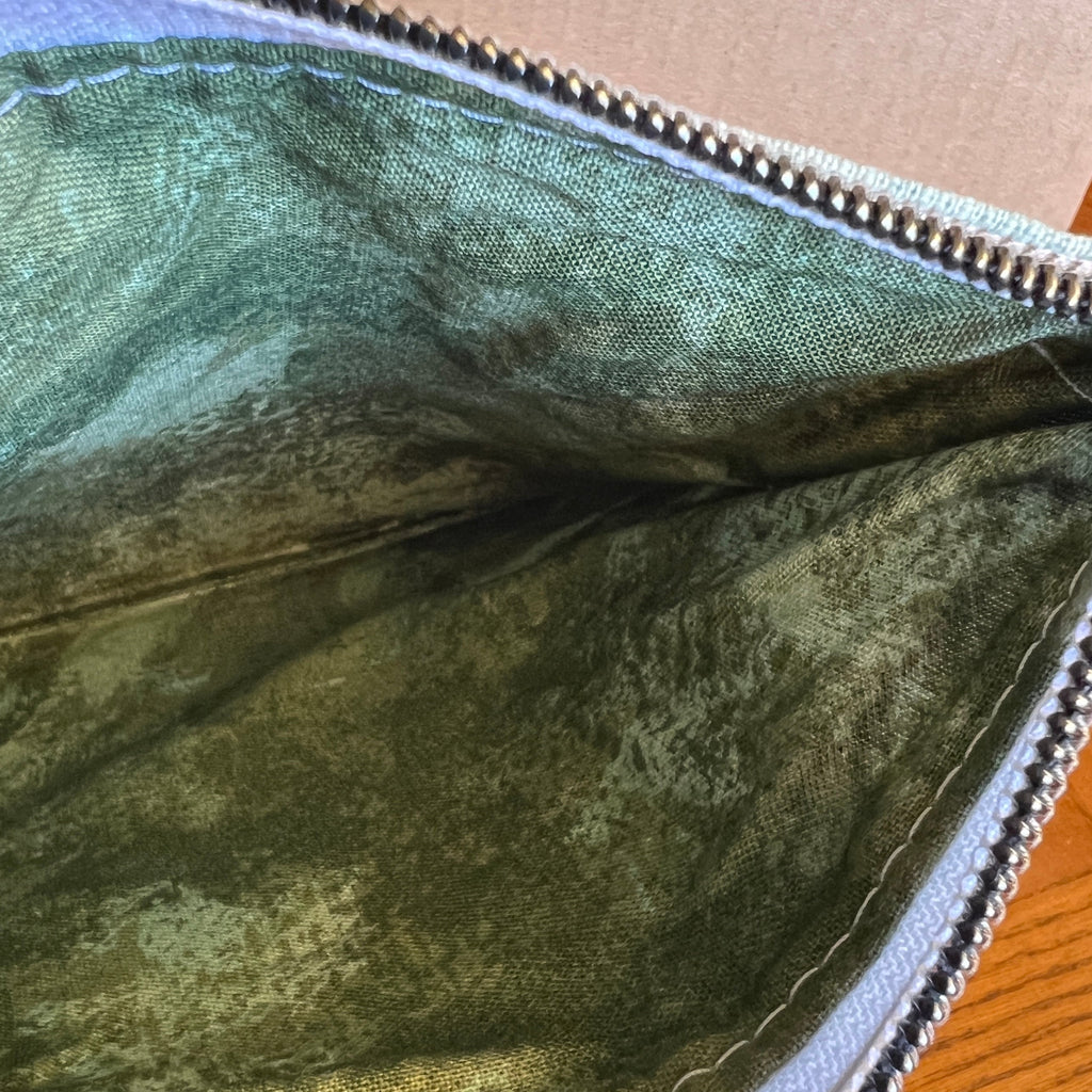 Slim zipper pouch Green Trellis