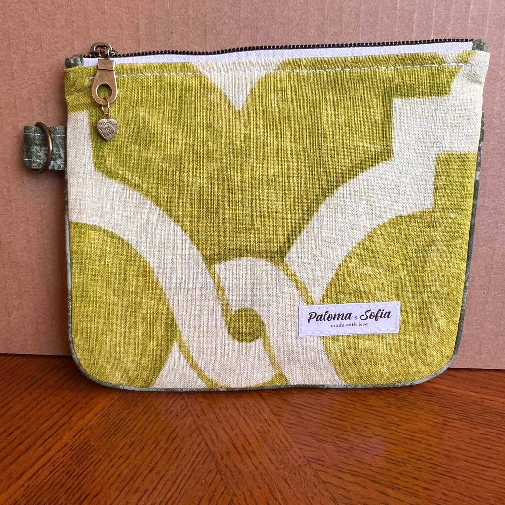 Slim zipper pouch Green Trellis