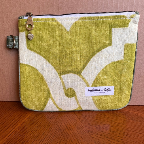 Slim zipper pouch Green Trellis