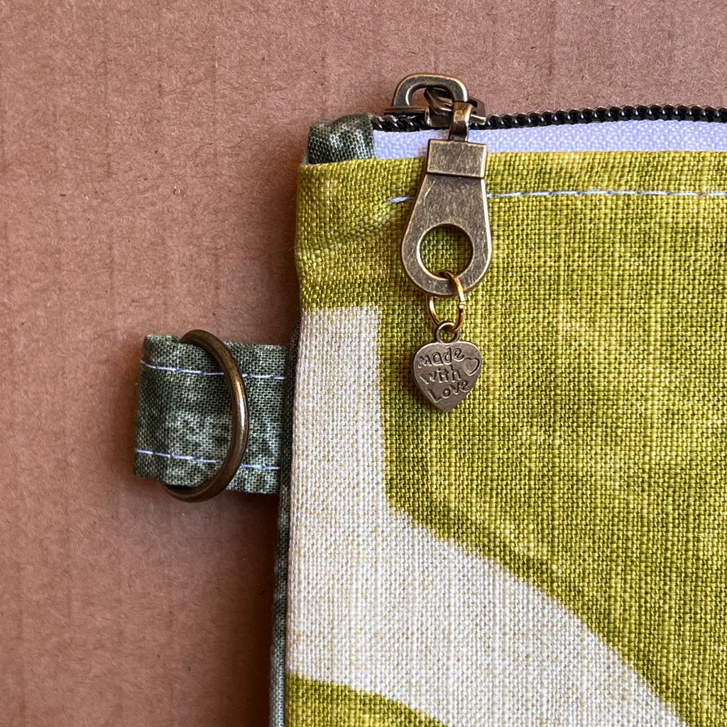 Slim zipper pouch Green Trellis