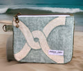 Slim Zipper Pouch Sage Trellis