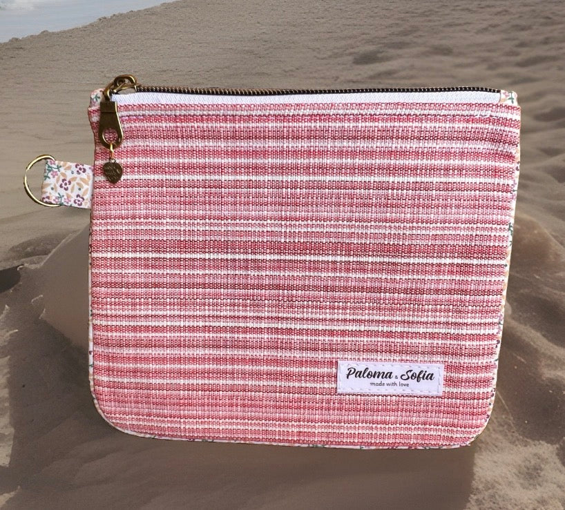 Slim Zipper Pouch Strawberry Stripes